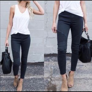 Black Biker Leggings with side zipper
